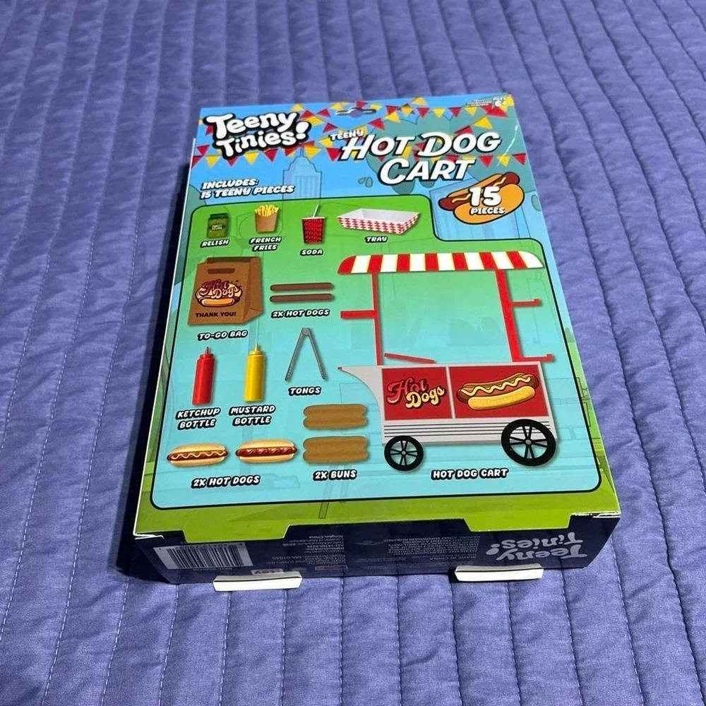 Teeny Tinies Hot Dog Cart Miniature Playset 15 Pieces RMS New in Box